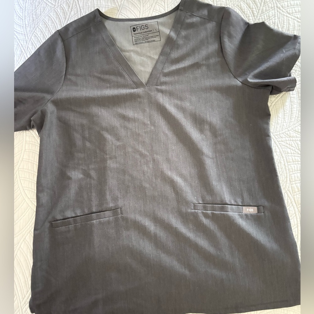 FIGS Dark Charcoal V-Neck Scrub Top